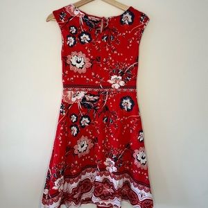 Red floral dress